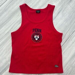 upenn / university of pennsylvania embroidered red ribbed tank never worn